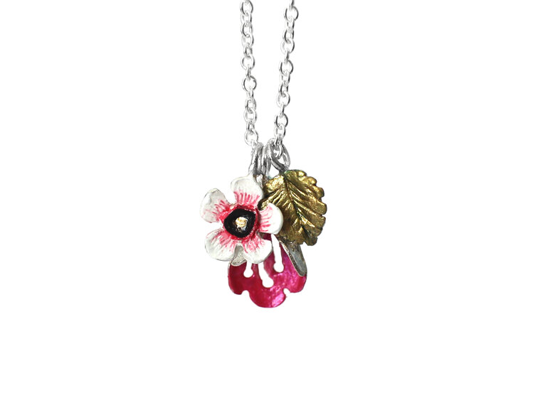 pink flowers manuka puriri beech leaf charm necklace pendant lily griffin nz