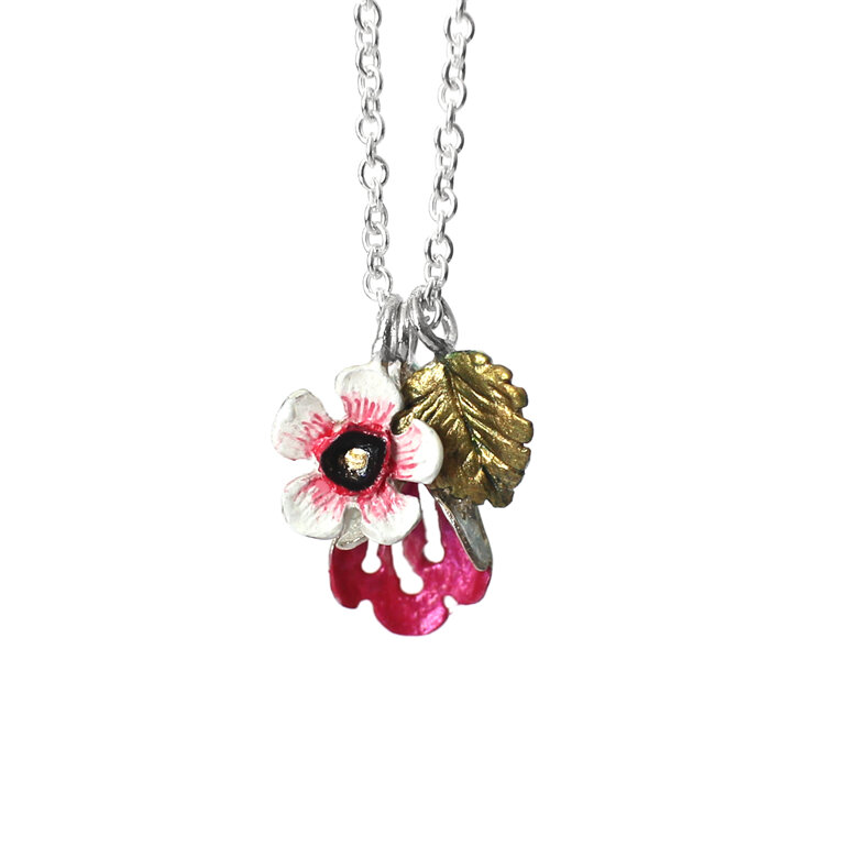 pink flowers manuka puriri beech leaf charm necklace pendant lily griffin nz