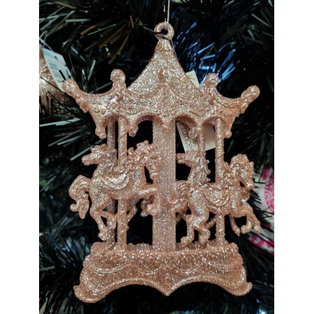 Pink glitter carriage tree decoration