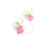 pink hearts love valentine cream Edison pearl earrings wedding bride lilygriffin