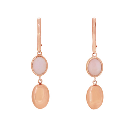 Pink Opal and Rose Gold Dangle Earrings