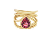 Pink pear shape tourmaline and 18ct yellow gold dress ring