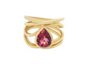 Pink pear shape tourmaline and 18ct yellow gold dress ring