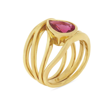 Pink Pear Shape Tourmaline Ring