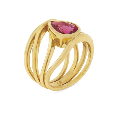 Pink Pear Shape Tourmaline Ring