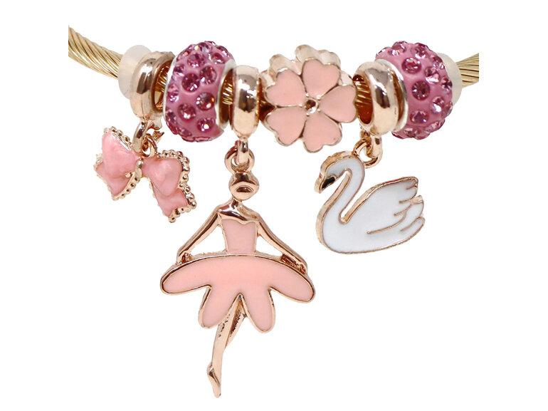 Pink Poppy Charm Bracelet Ballerina kids jewellery dance