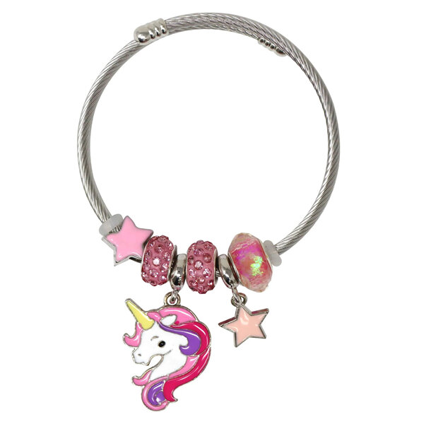 Pink Poppy Charm Bracelet Unicorn