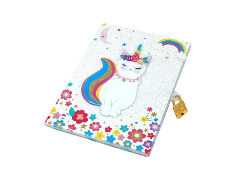 Pink Poppy Lockable Diary Caticorn 3D kids gift journal
