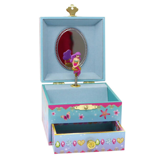 Pink Poppy Mermaid Music Jewellery Box with Drawer