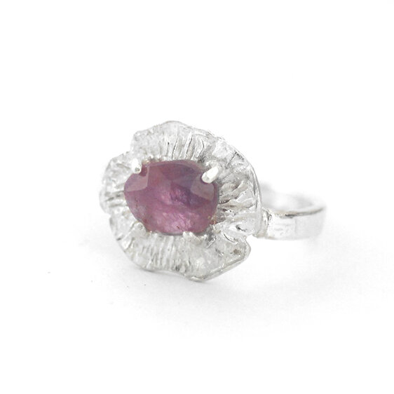pink purple sapphire rose flower floral sterling silver ring  lily griffin nz