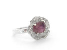 pink purple sapphire rose june flower floral sterling silver ring botanical