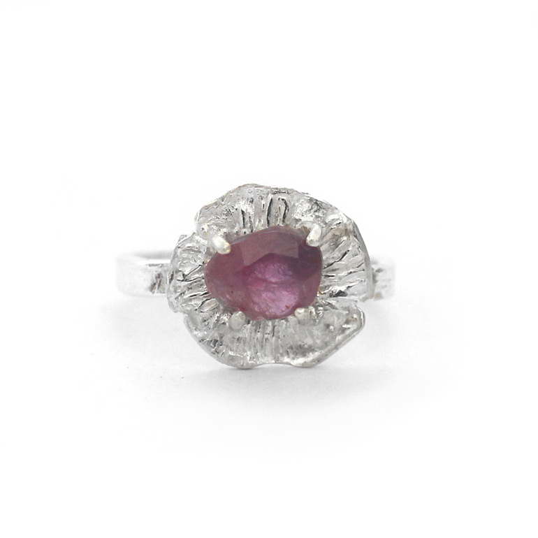pink purple sapphire rose june flower floral sterling silver ring lilygriffin