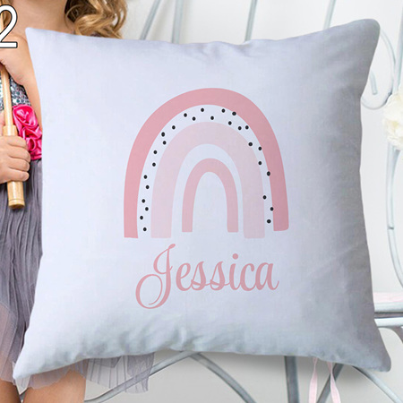Pink Rainbow  Personalised Cushion Cover