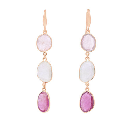 Pink Sapphire Triple Drop Earrings