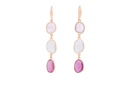 Pink Sapphire Triple Drop Earrings