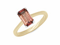 Pink tourmaline baguette octagonal cut gemstone solitaire dress ring 18ct gold
