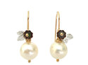 Piper pearl earrings gold silver leaves wedding lily griffin nz jewellery