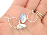 pipi shells silver earrings hoop white blue lily griffin nz jewellery beach