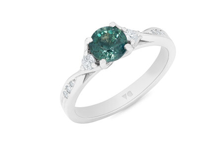 Pirouette: Teal Sapphire with Diamond Twist Shoulders