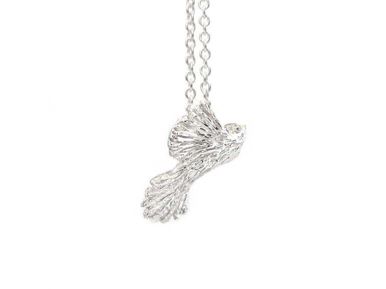 piwakawaka bird fantail sterling silver tiny lily griffin pendant nz jewellery