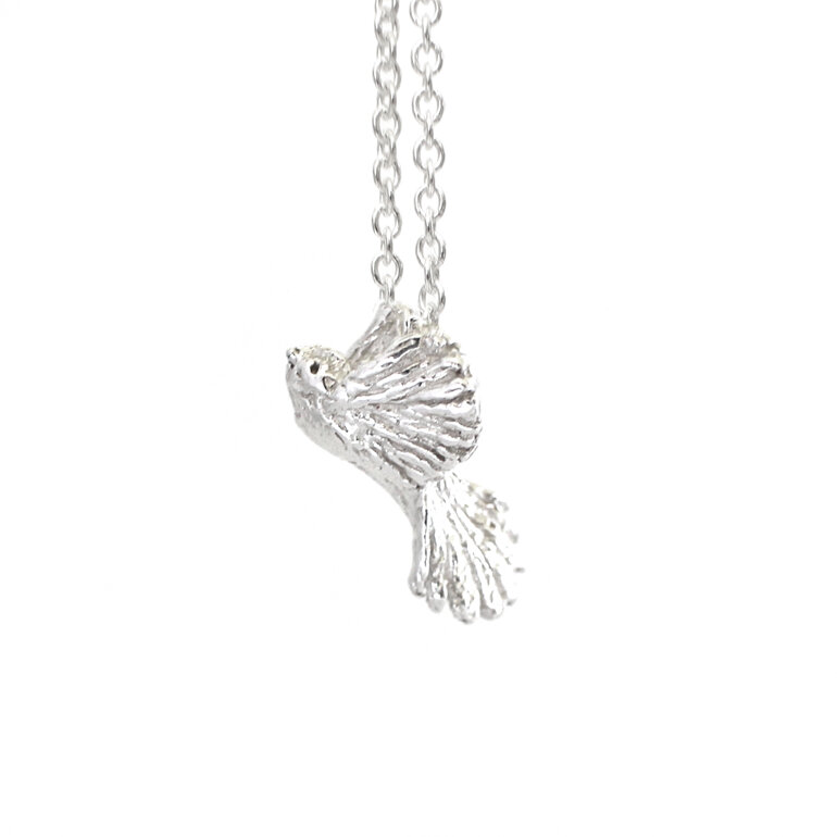 piwakawaka bird fantail sterling silver tiny lily griffin pendant necklace nz