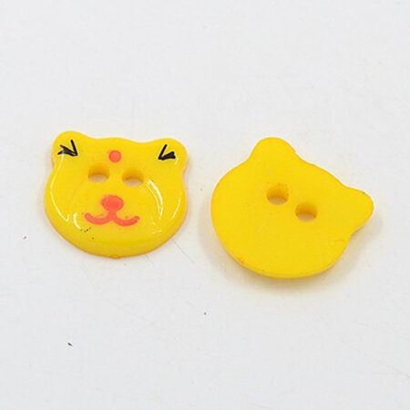 Plastic Animal Buttons - Yellow Bear Head