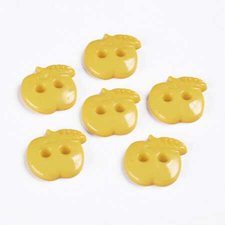 Plastic Apple Buttons - Yellow/Gold