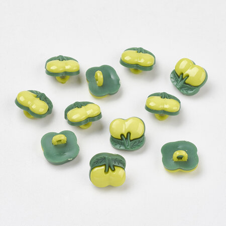 Plastic Cherry Shank Buttons - Yellow/Green
