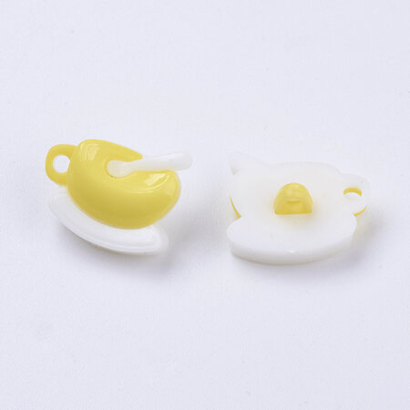 Plastic Cup Shank Buttons - Yellow/White