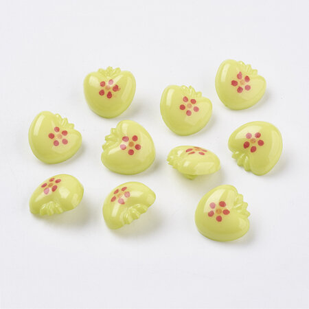 Plastic Heart/Apple Shank Buttons - Lime/Yellow
