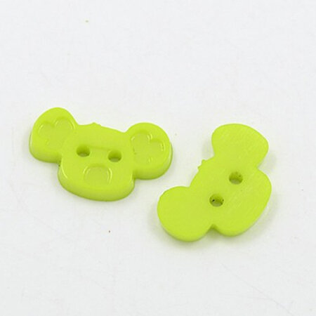 Plastic Mouse Head Buttons - Lime Green
