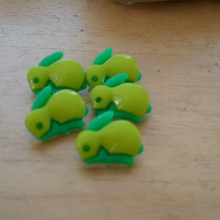 Plastic Rabbit Shank Buttons - Lime Yellow/Green