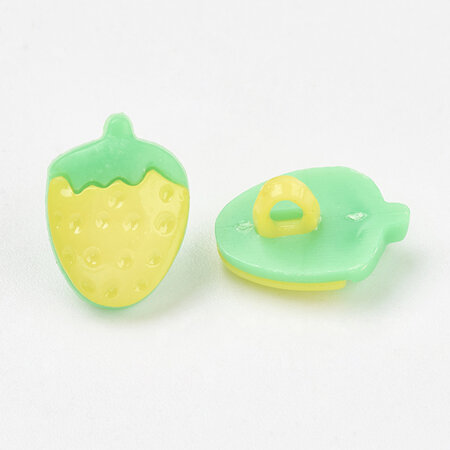 Plastic Strawberry Shank Buttons - Yellow