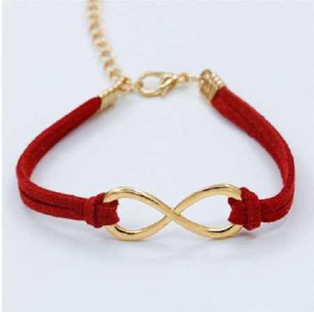 Plated Infinity Velvet Suede Bracelet *RED* (2 options)
