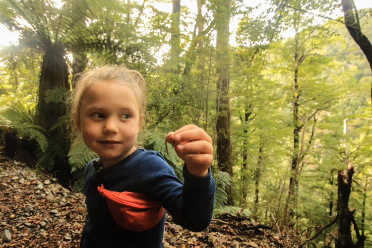 playing while tramping with a child old ghost road