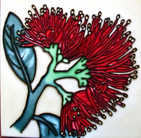 Pohutukawa 15x15cm New Zealand Ceramic Art Tile