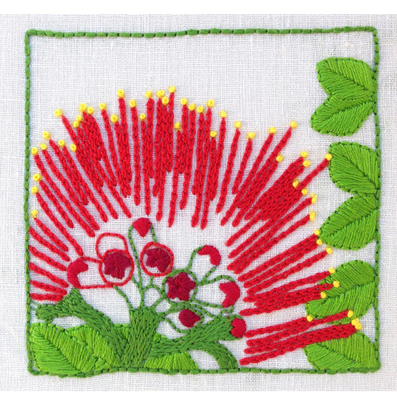 pohutukawa embroidery