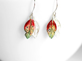 pohutukawa leaf red green gold earrings tiny lily griffin nz jewellery gift