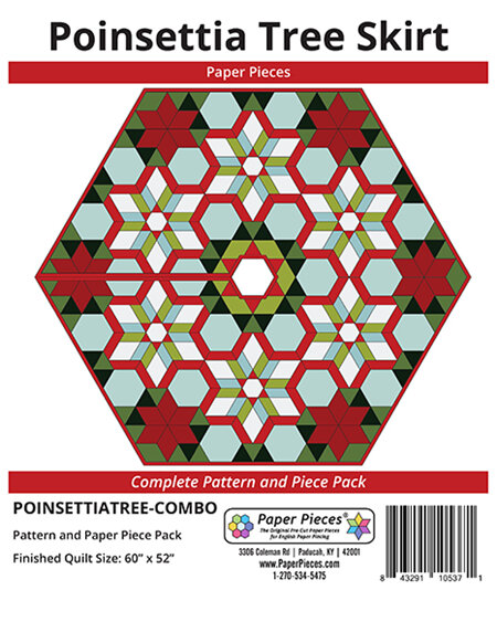 Poinsettia Tree Skirt Pattern and Paper Piece Pack