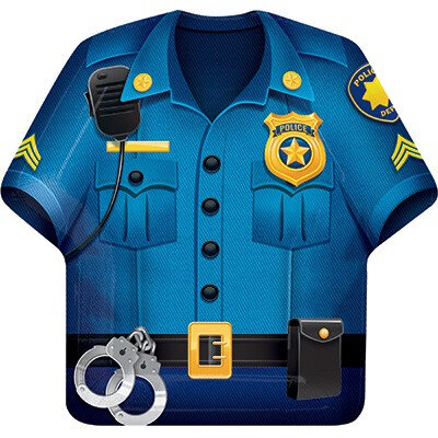 Police Party Dinner Plates Shirt Shaped Paper x 8