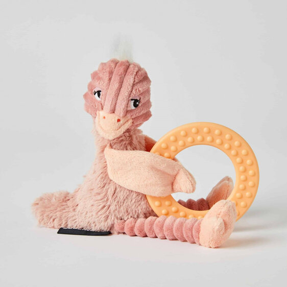 Pomelos the chewable ostrich is Baby's new best friend for easing teething pain.