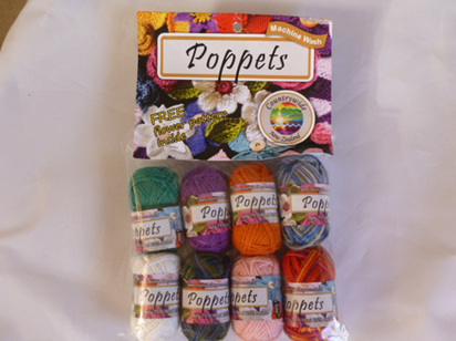 Poppets 8 pack 75% wool 25% nylon with free flower pattern