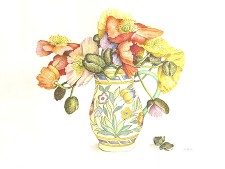 'Poppies in Charlotte Rhead jug' art print