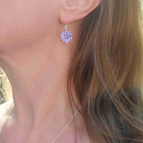 Poroporo purple flower earrings sterling silver native nz jewellery lily griffin