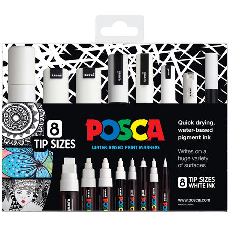 Posca Assorted Tips - All White
