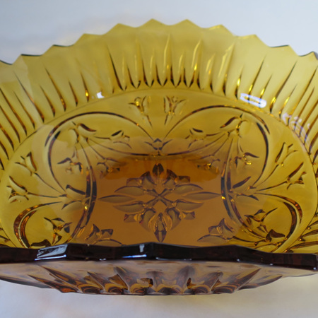 Pressed amber glass bowl