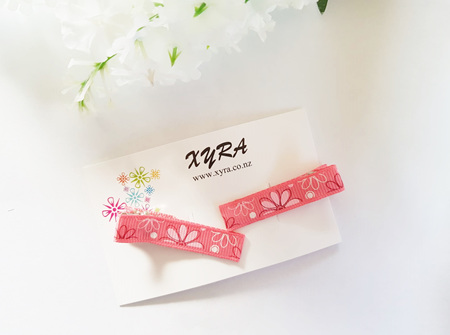 Pretty Pink Floral Hair Clips