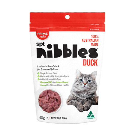 PRIME CAT NIBBLES DUCK 40G