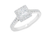 Princess cut diamond engagement ring with diamond set band