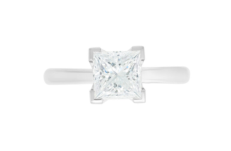 Princess cut diamond solitaire engagement ring platinum 18ct white gold